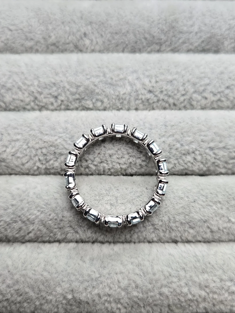 Size 8 Aquamarine Cubic Zirconia Rhodium Plated Bomb Party Ring